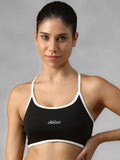 Black Spandex Solid Sports Bra | sb09 - view 1