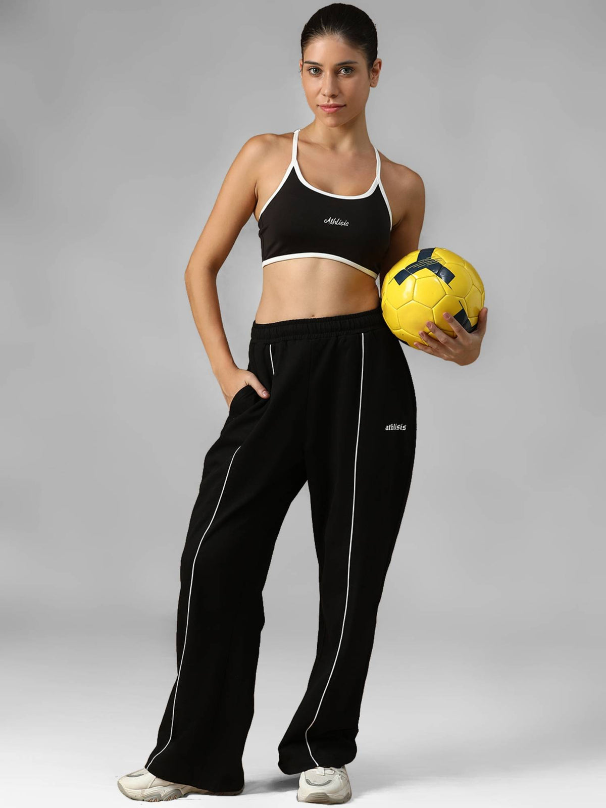 Black Spandex Solid Sports Bra | sb09 - view 5