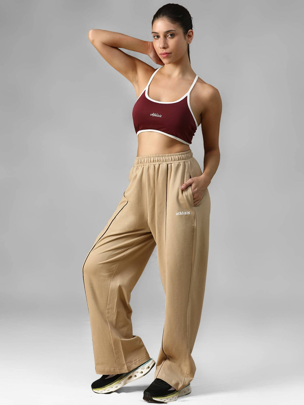 Maroon Spandex Solid Sports Bra | sb09 - view 5