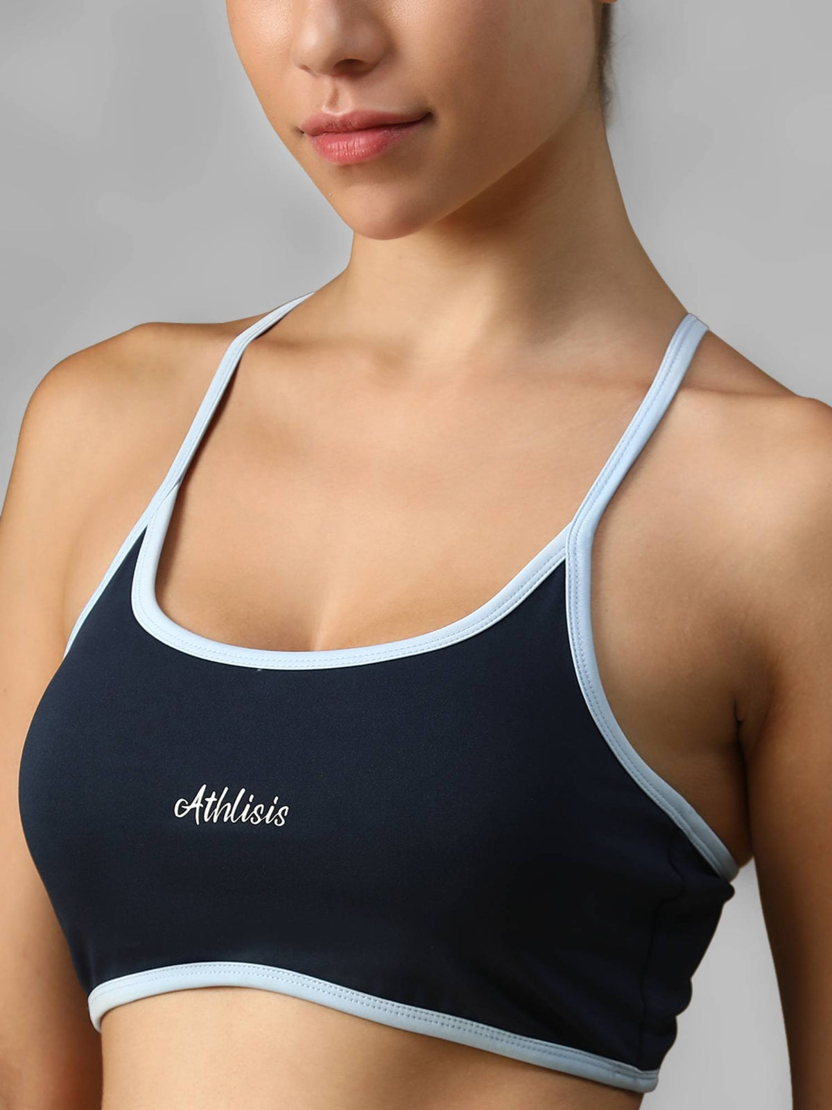 Black Spandex Solid Sports Bra | sb09 - view 24