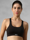 Black Spandex Solid Sports Bra | sb09 - view 1