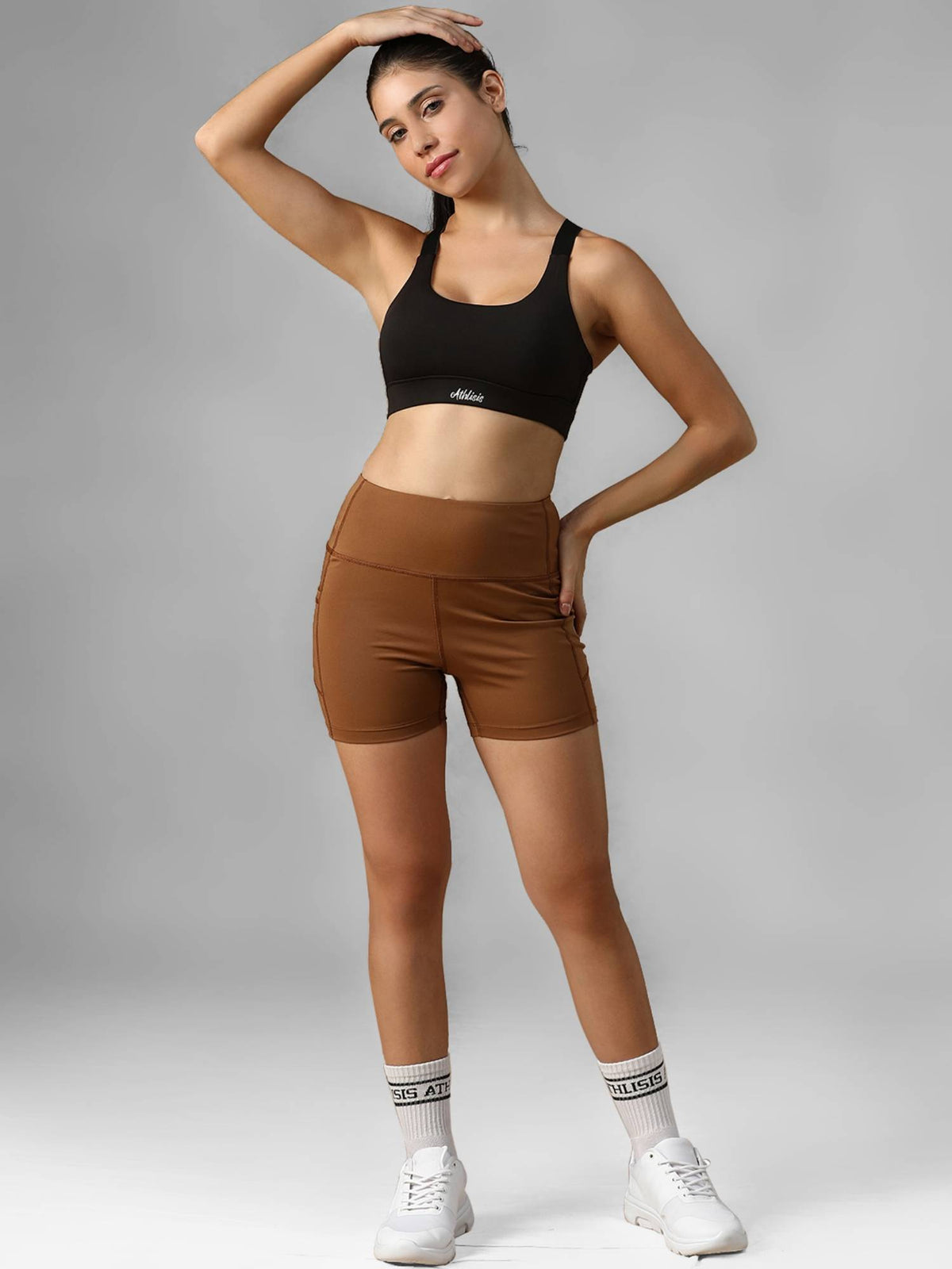 Black Spandex Solid Sports Bra | sb09 - view 5