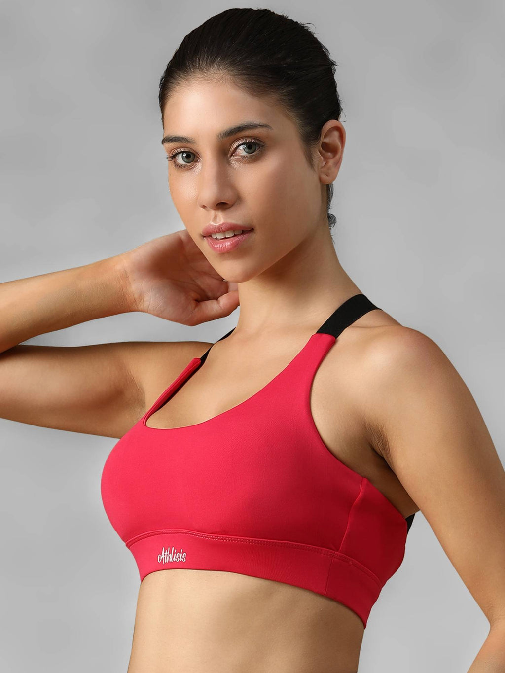 Black Spandex Solid Sports Bra | sb09 - view 15