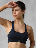 Black Spandex Solid Sports Bra | sb09 - view 7