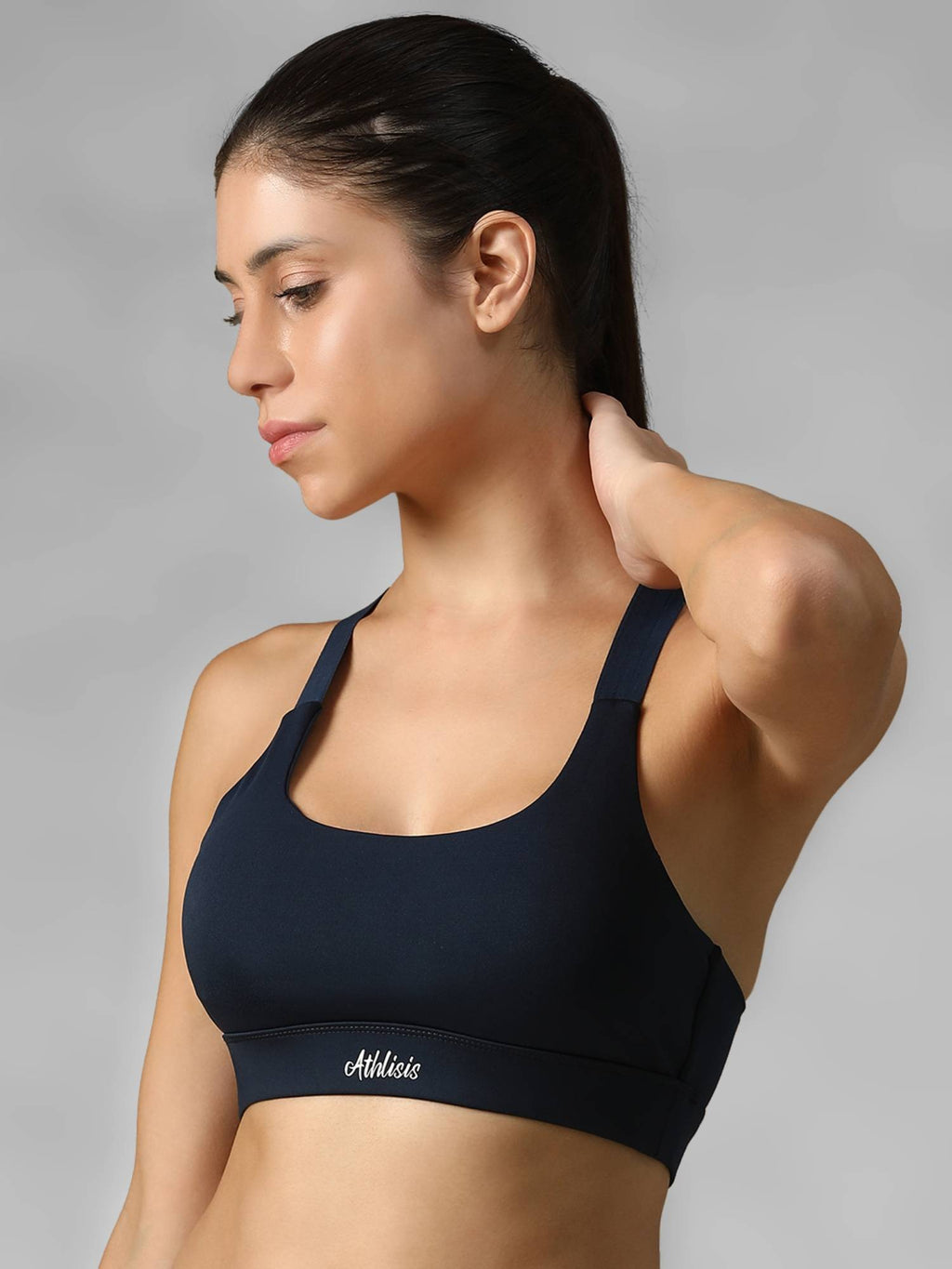 Black Spandex Solid Sports Bra | sb09 - view 9