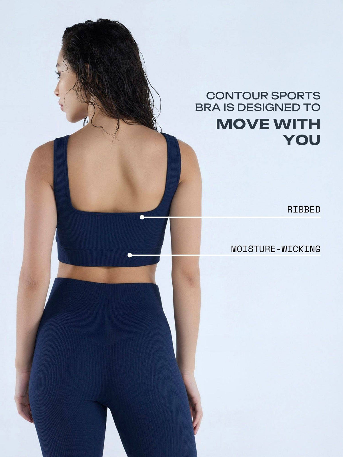 Navy Blue Nylon Solid Sports Bra | sb09 - view 4