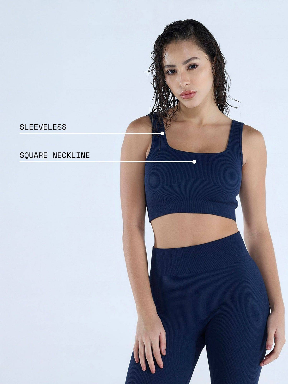 Navy Blue Nylon Solid Sports Bra | sb09 - view 5