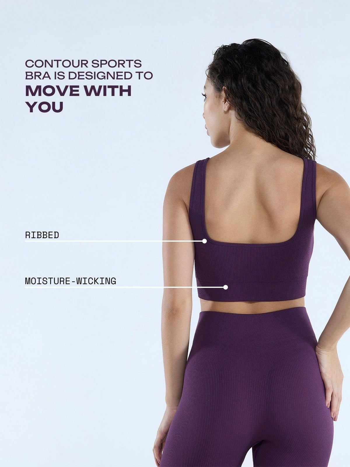 Purple Nylon Solid Sports Bra | sb09 - view 4