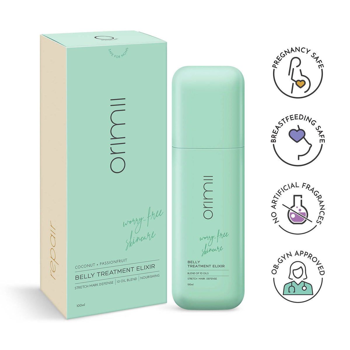 Belly Treatment Elixir - Body Oil For Stretch Marks; Fragrance Free, Pregnancy Safe | B20 - view 2