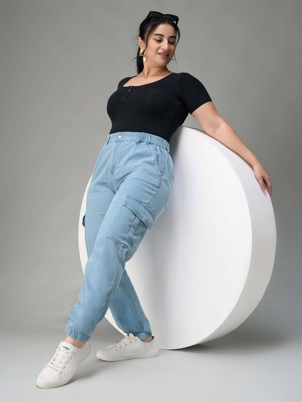 A+ Curve Collection Plus Size Light Blue Regular High Rise Denim Jeans | ST23 - view 2