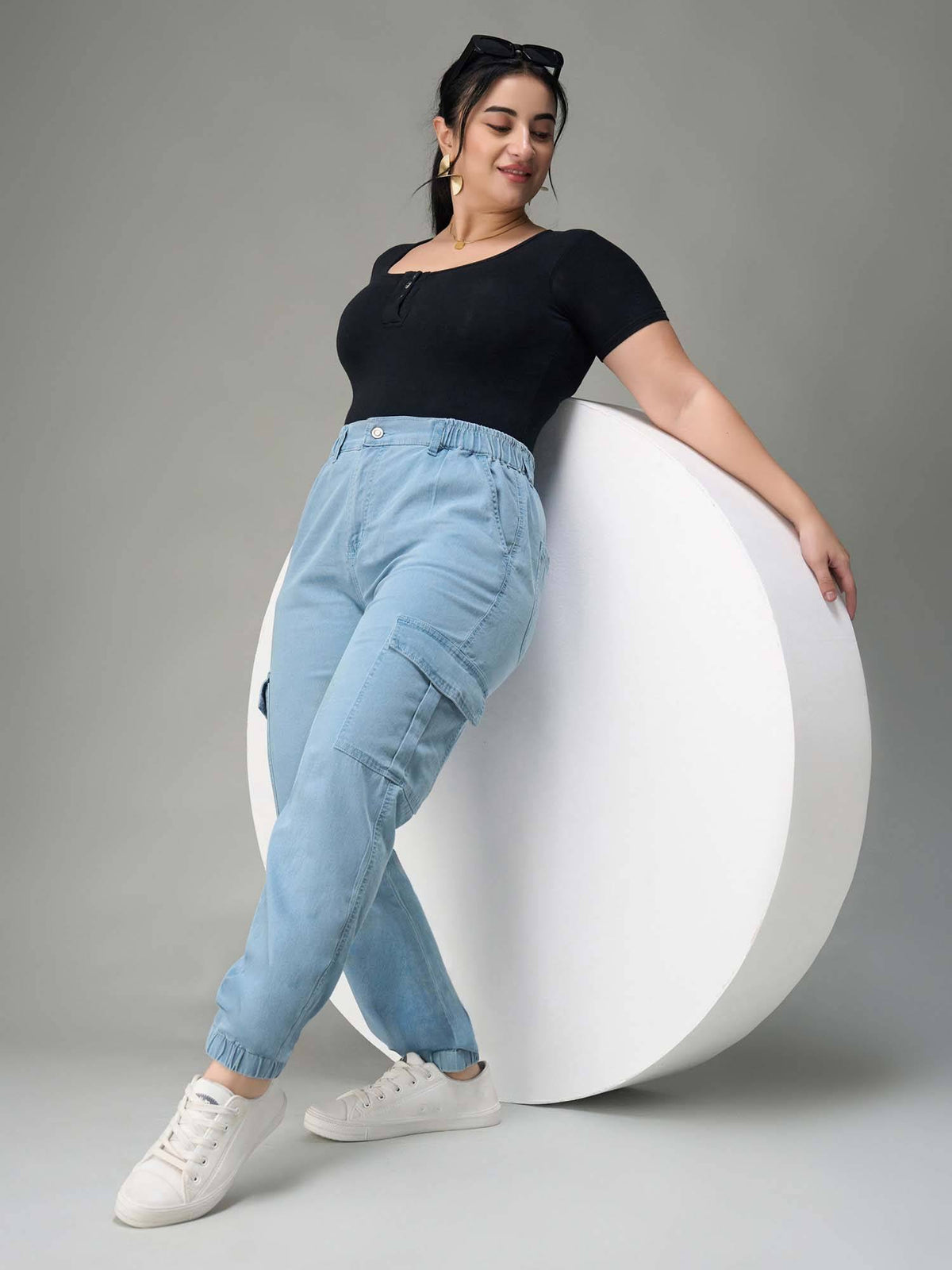 A+ Curve Collection Plus Size Light Blue Regular High Rise Denim Jeans | ST23 - view 2