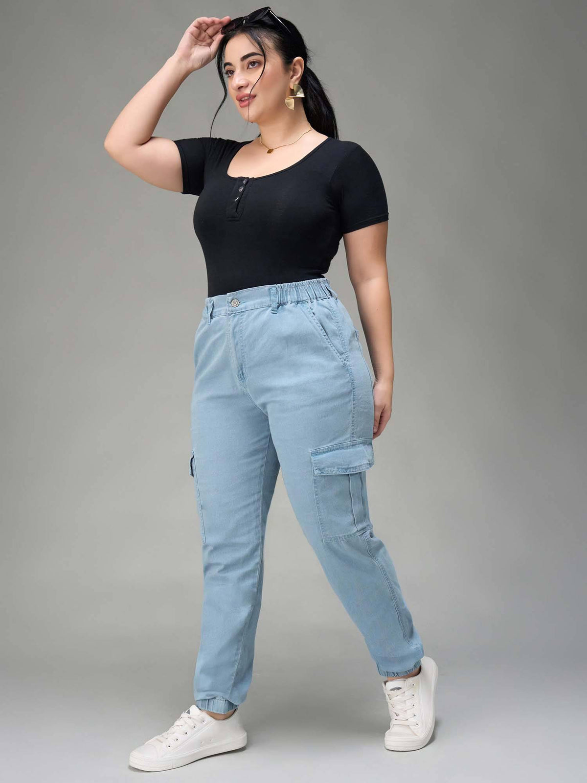 A+ Curve Collection Plus Size Light Blue Regular High Rise Denim Jeans | ST23 - view 6