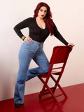 A+ Curve Collection Plus Size Women's Light Blue Bootcut Stretchable Jeans | BT10 - view 1