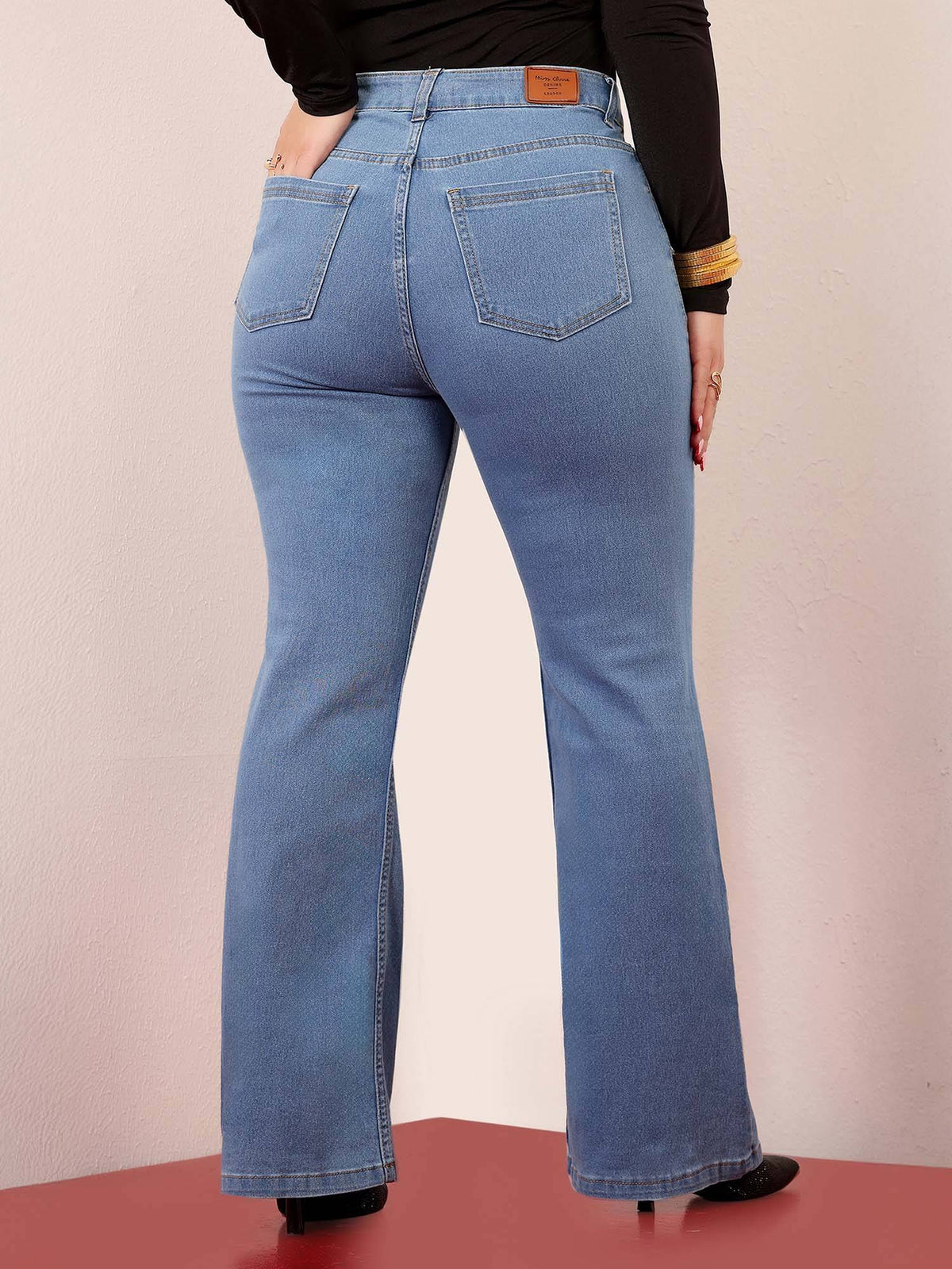 A+ Curve Collection Plus Size Women's Light Blue Bootcut Stretchable Jeans | BT10 - view 4