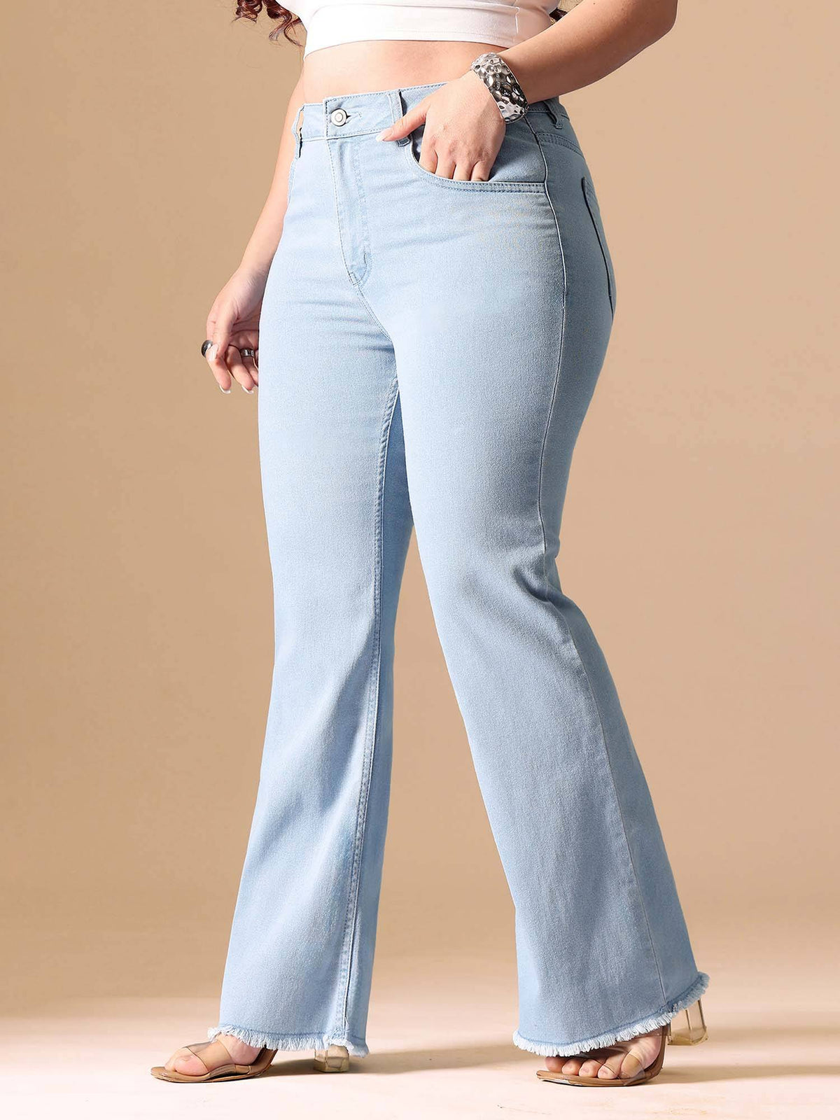 A+ Curve Collection Plus Size Women's Blue Solid Slim Fit Jeans | BT10 - view 1