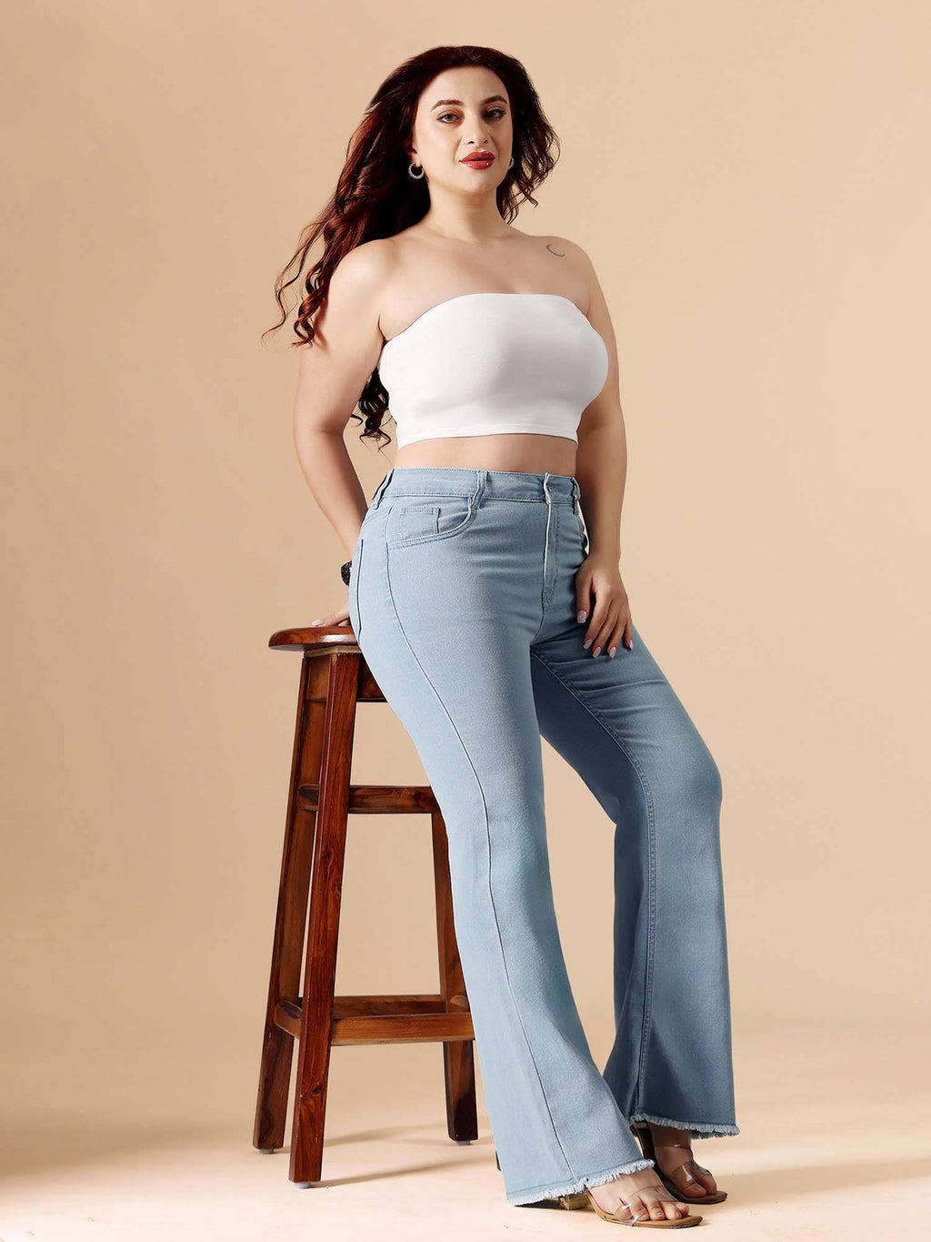 A+ Curve Collection Plus Size Women's Blue Solid Slim Fit Jeans | BT10 - view 2