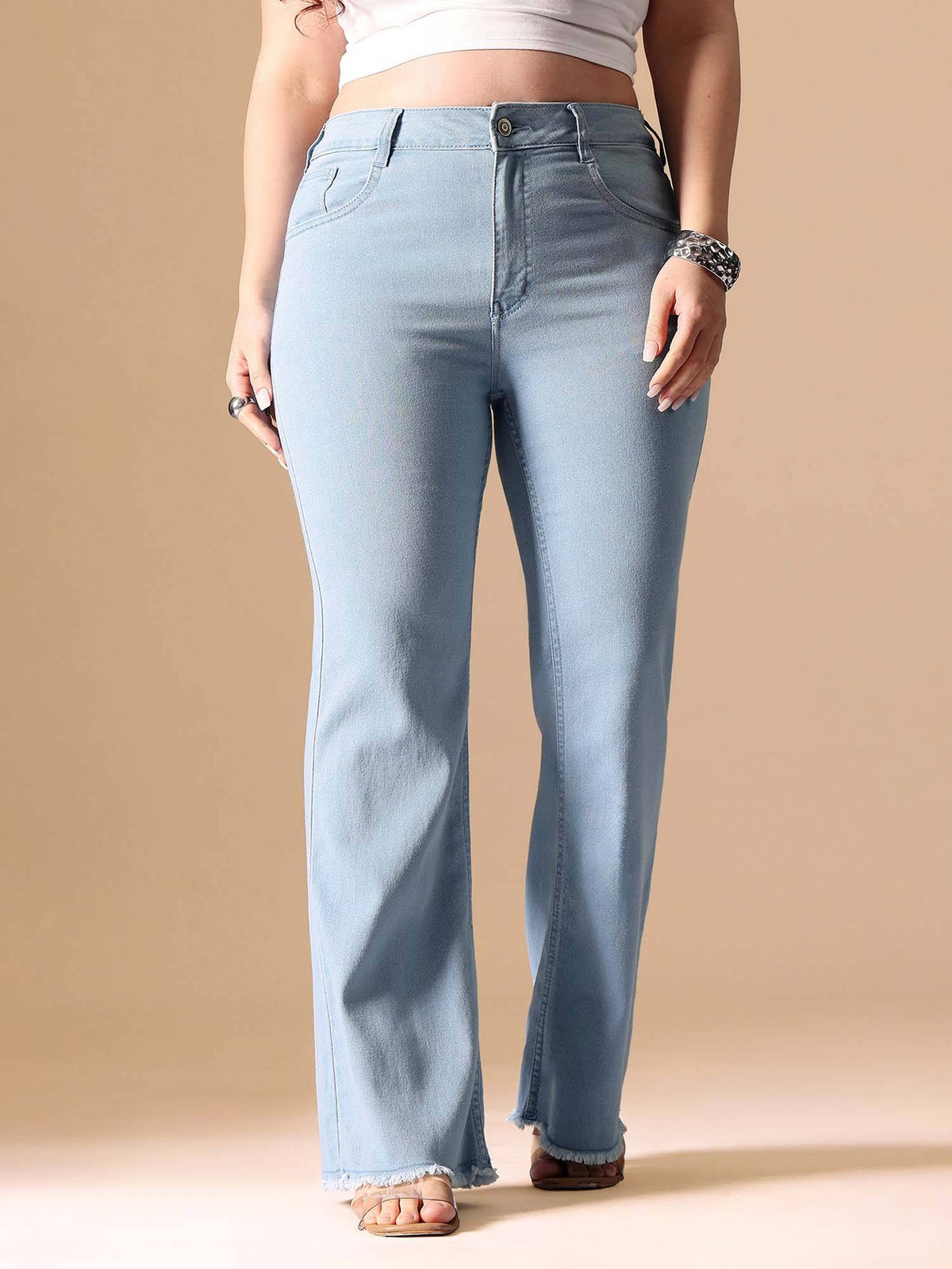 A+ Curve Collection Plus Size Women's Blue Solid Slim Fit Jeans | BT10 - view 3