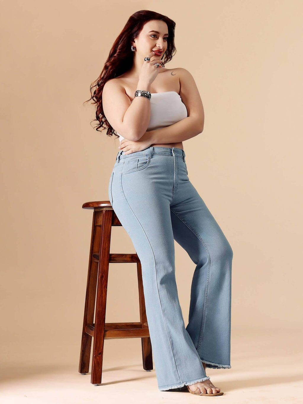 A+ Curve Collection Plus Size Women's Blue Solid Slim Fit Jeans | BT10 - view 6