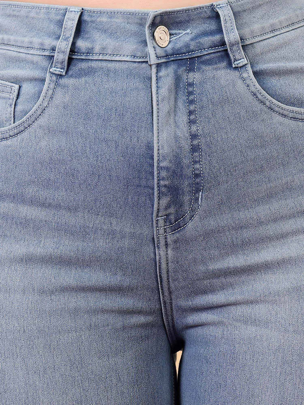 A+ Curve Collection Plus Size Womens Light Blue Denim Bootcut Jeans | BT10 - view 5