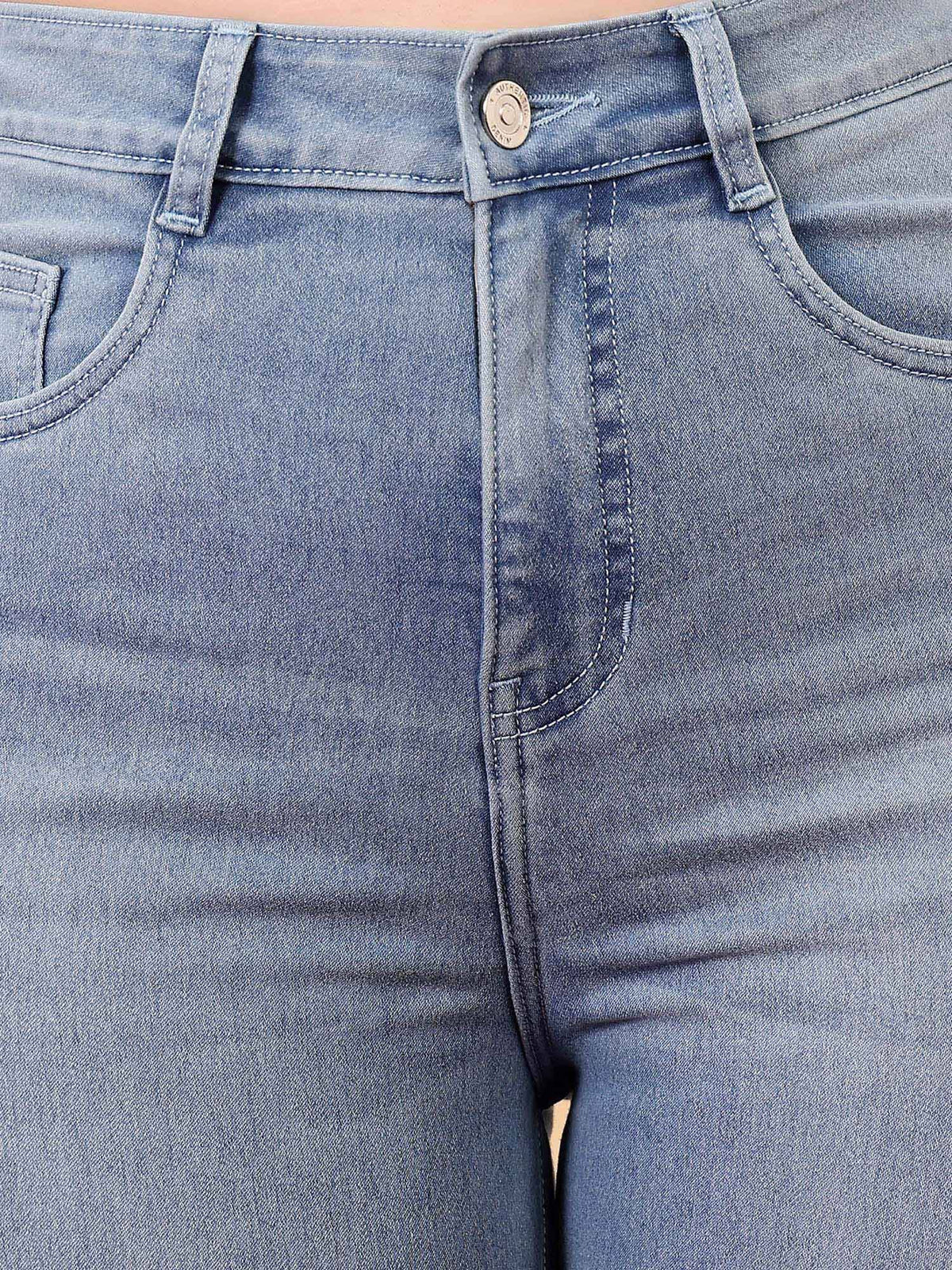 A+ Curve Collection Plus Size Womens Light Blue Denim Bootcut Jeans | BT10 - view 5