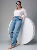 A+ Curve Collection Plus Size Womens Light Blue Denim Jeans | ST23 - view 1