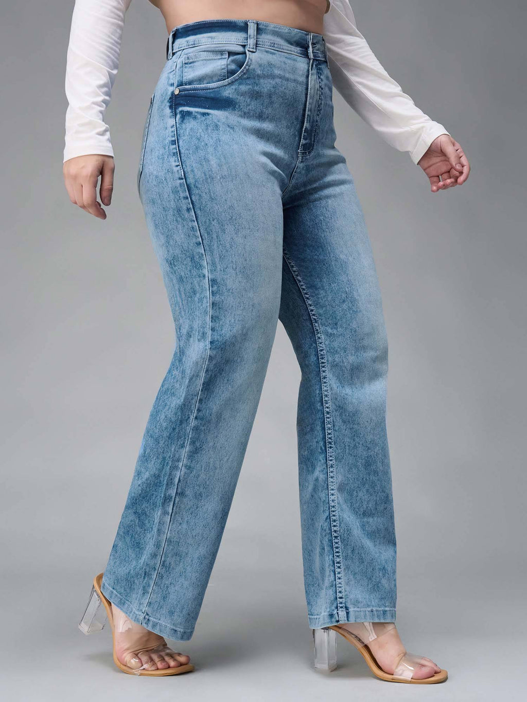 A+ Curve Collection Plus Size Womens Light Blue Denim Jeans | ST23 - view 5