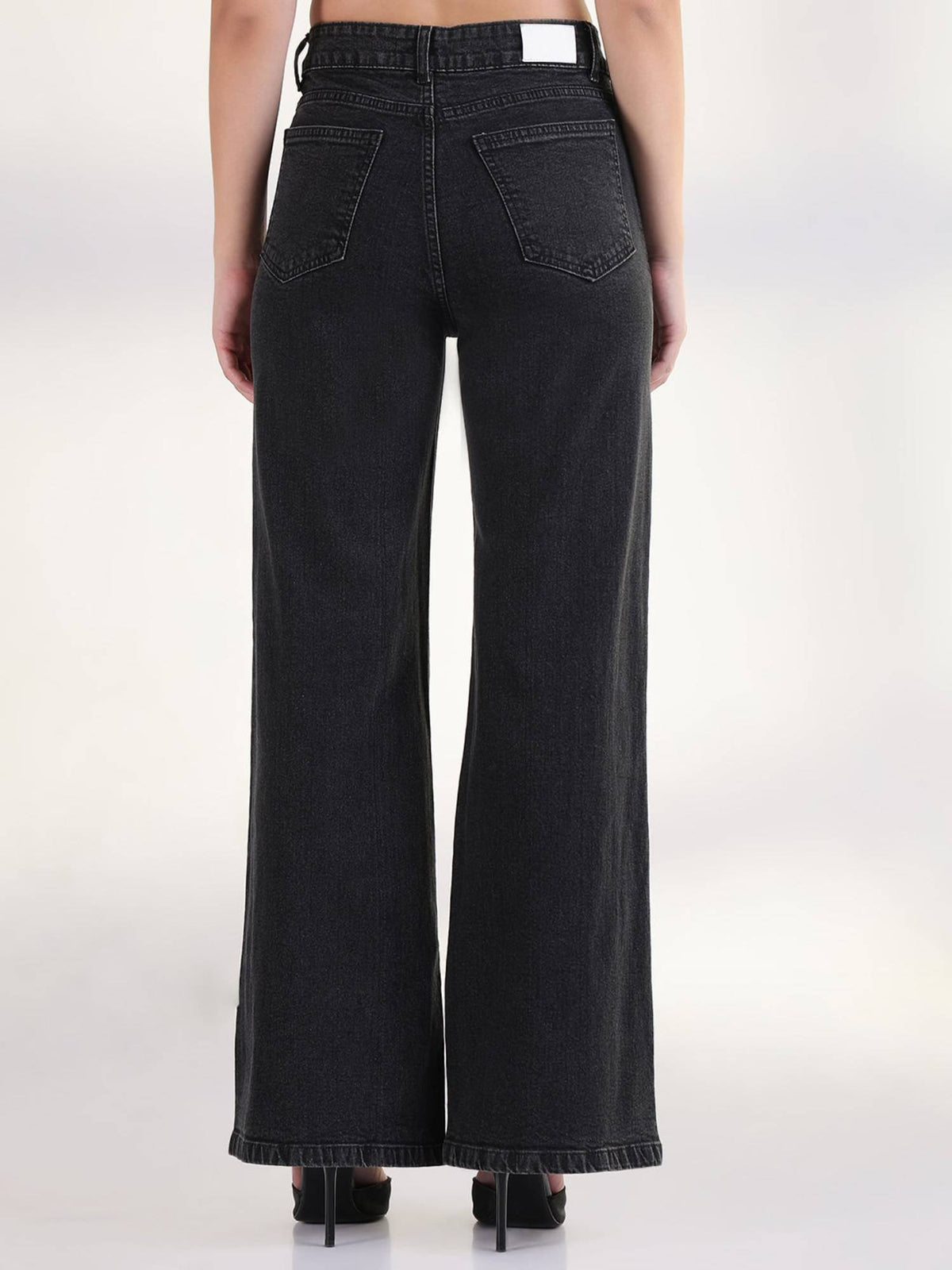 Edition Women Solid Black Straight Fit Jeans | ST23 - view 4