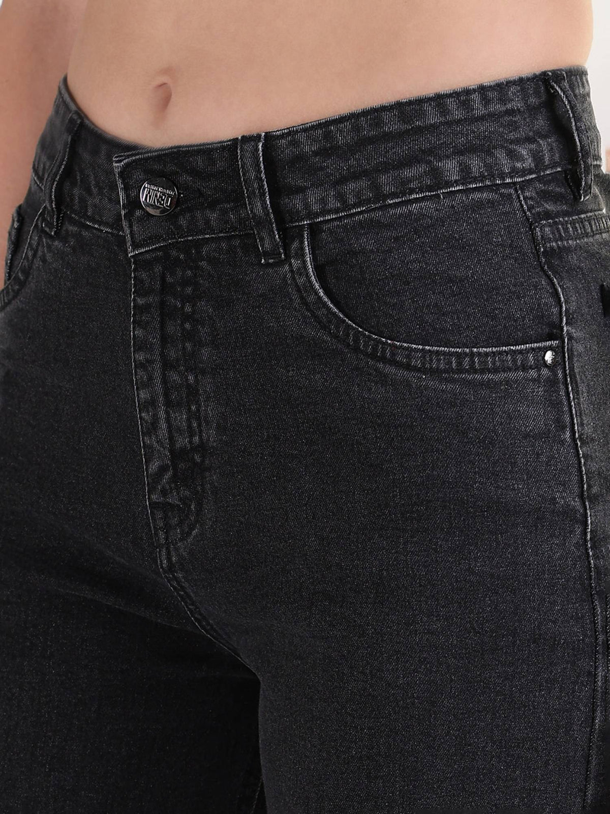 Edition Women Solid Black Straight Fit Jeans | ST23 - view 6