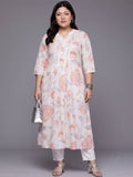 White Floral Mandarin Neck Kurta | FY93 - view 1