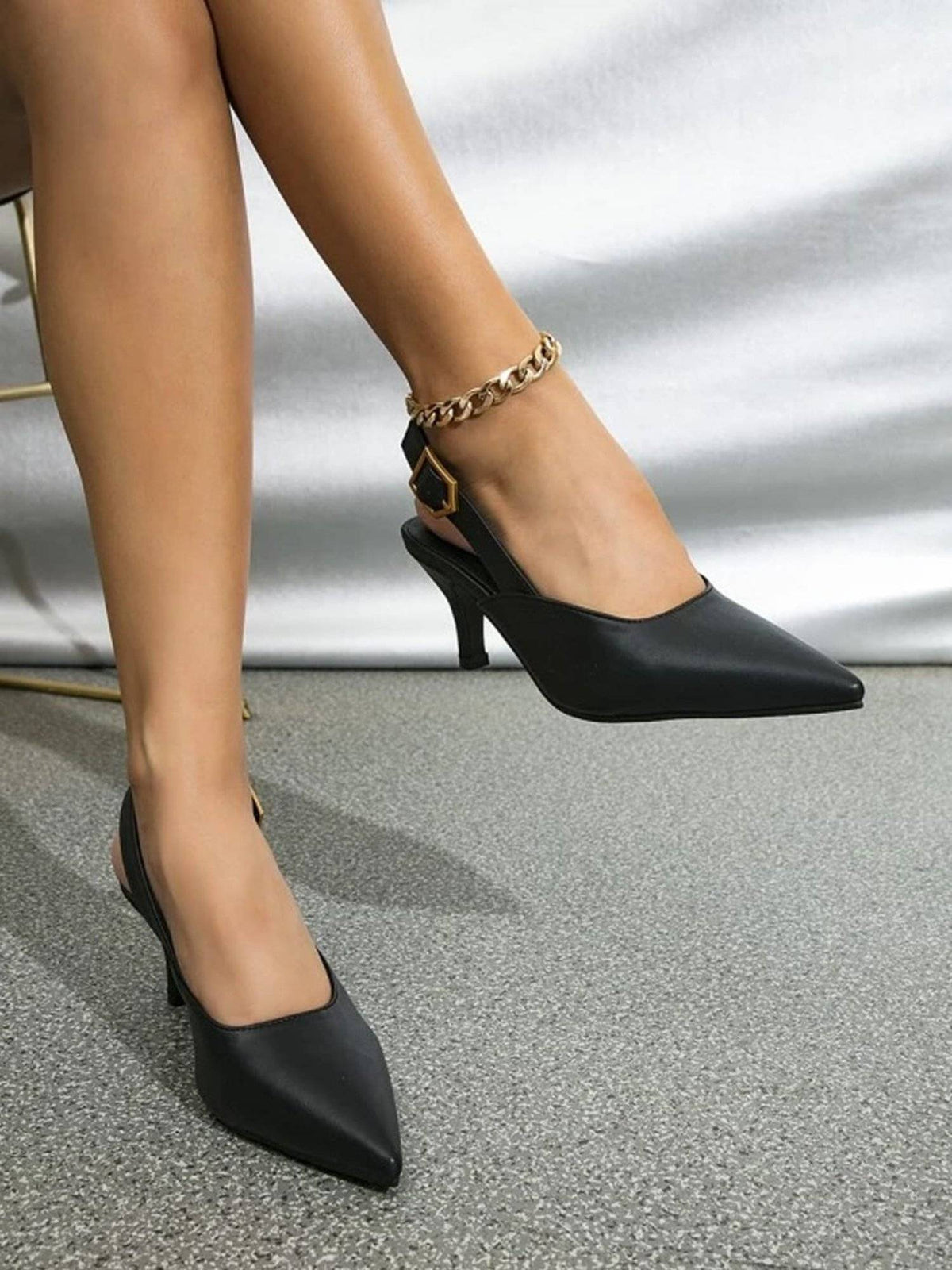 Side Buckle Detailed Grey Pumps For Women And Girls | H78 - view 5