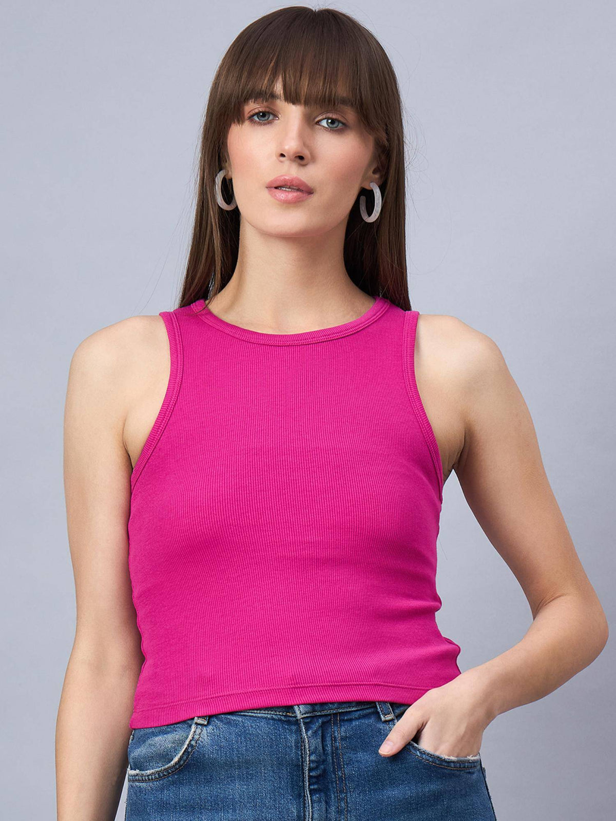 Cotton Crop Top - Pink | CT61 - view 1