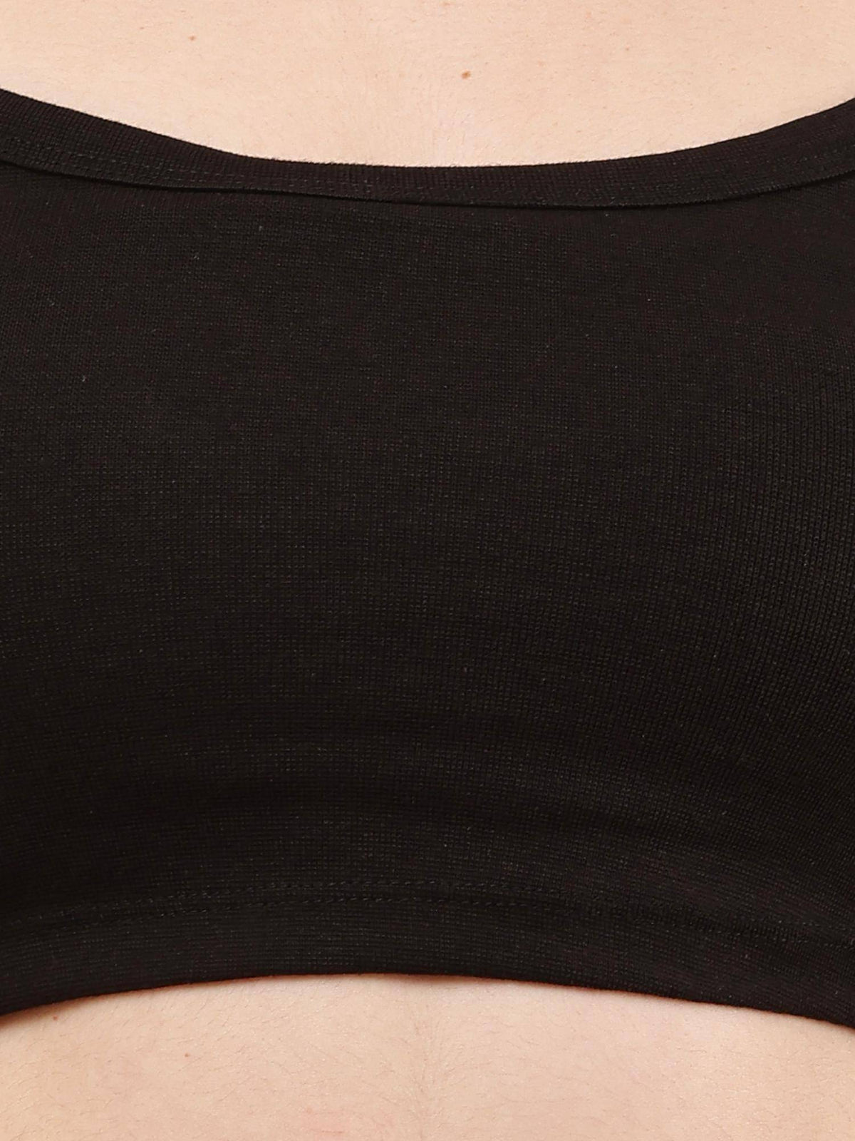 Womens Viscose Shoulder Straps with Sleeveless Black Crop Top - Black | CT61 - view 5