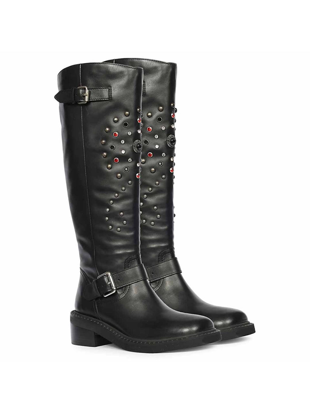 Women Black Leather Buckle Boots | BT61 - view 1