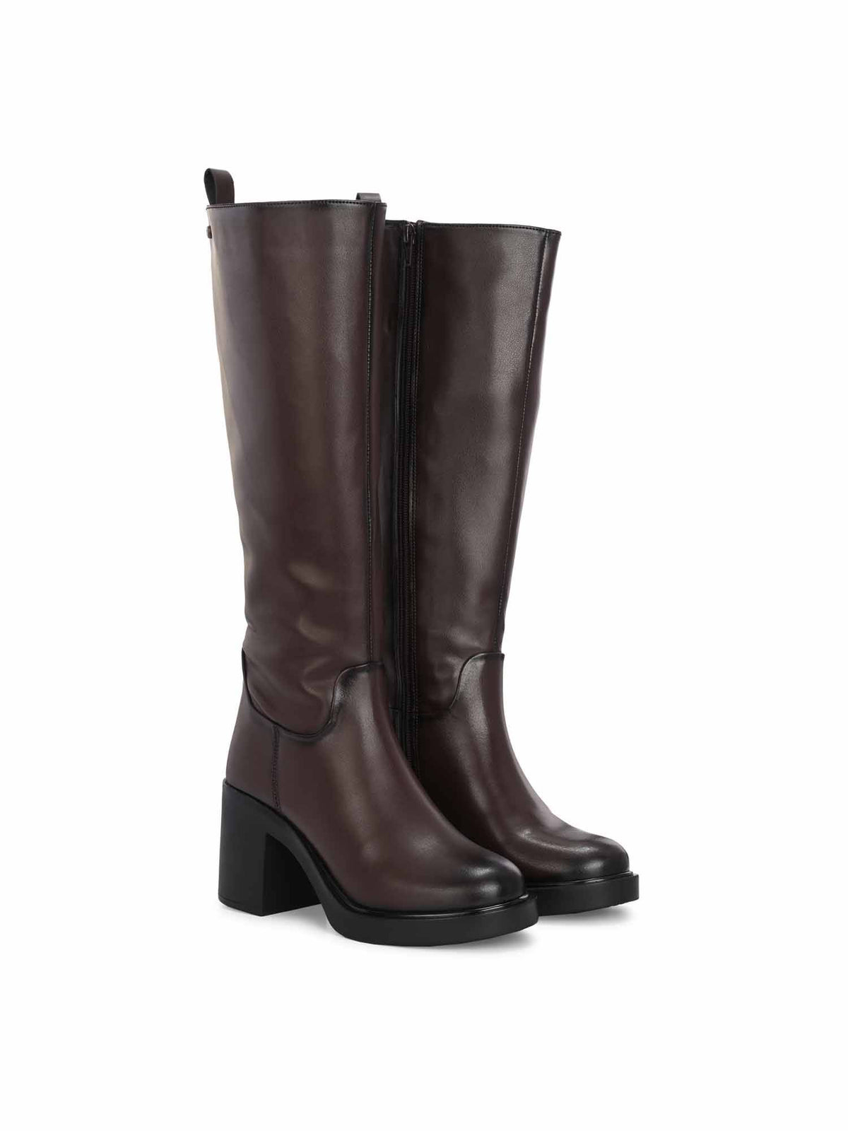 Women Brown Synthetic Round Toe High Top Casual Boots | BT61 - view 1
