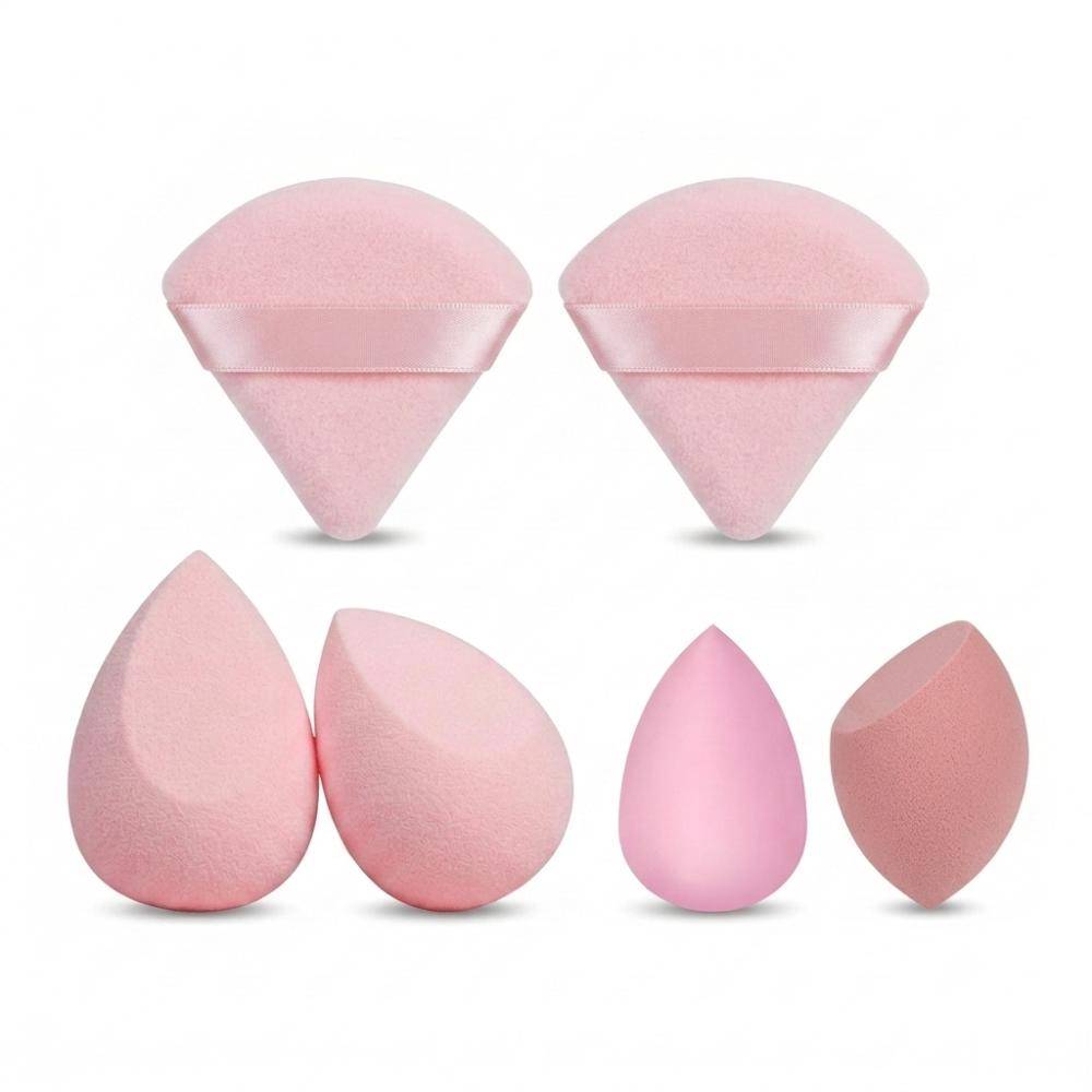 6 Pc Makeup Applicators in Mixed Colours- Beauty Sponge Blenders & Pizza Powder Puffs | T32 - view 1