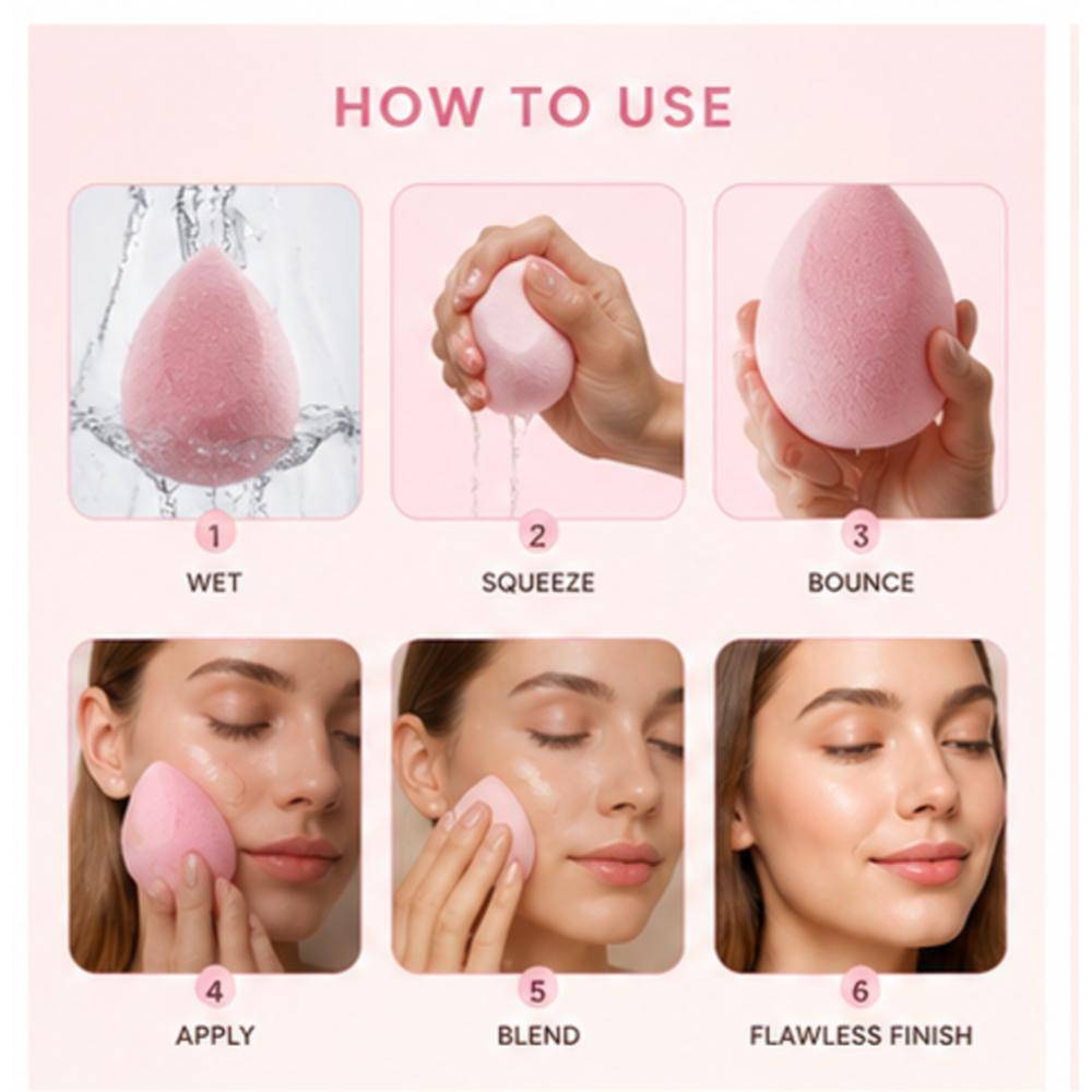 6 Pc Makeup Applicators in Mixed Colours- Beauty Sponge Blenders & Pizza Powder Puffs | T32 - view 5