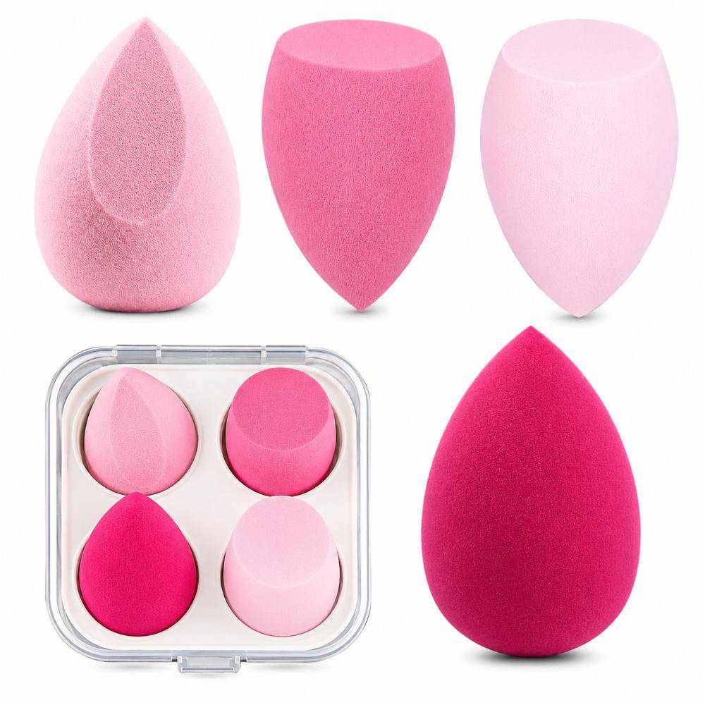 4 Makeup Sponges In Box - Beauty Applicator Puffs & Storage Case | T32 - view 1
