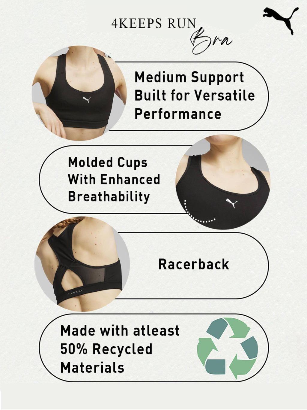 4 Keeps Womens Black Sports Bra | sb09 - view 7