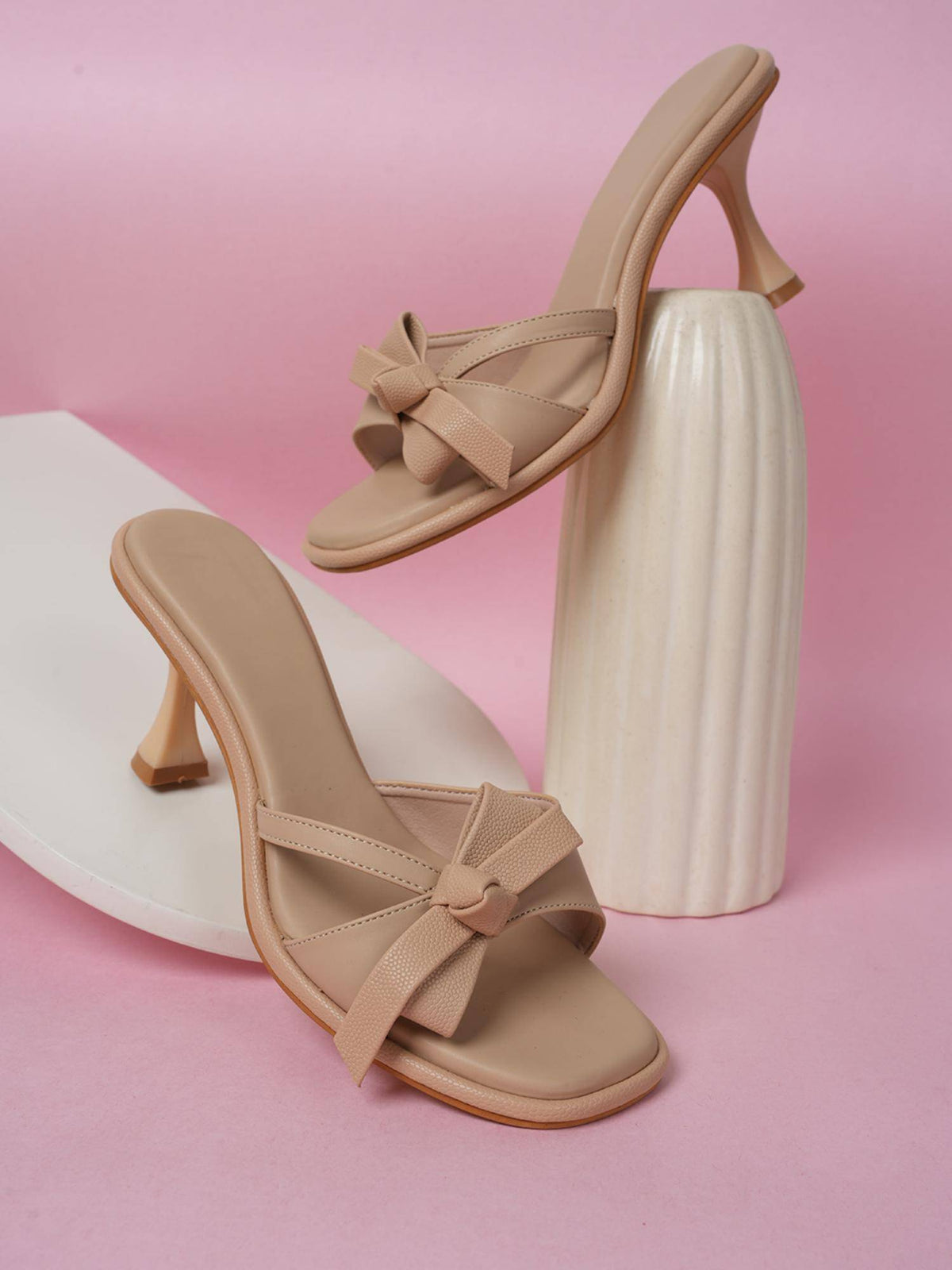 Women Beige Spool Heels | H78 - view 1