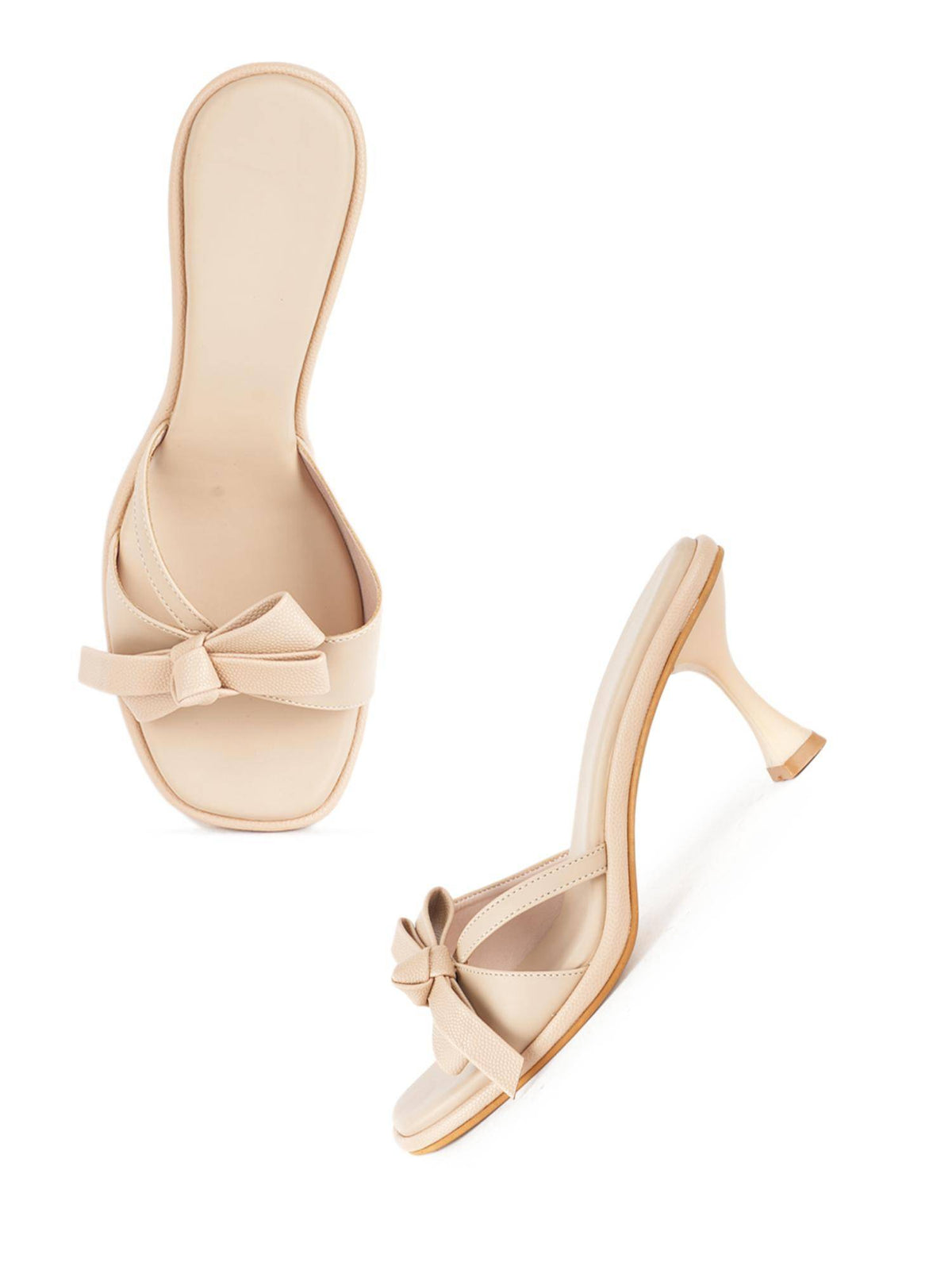 Women Beige Spool Heels | H78 - view 4
