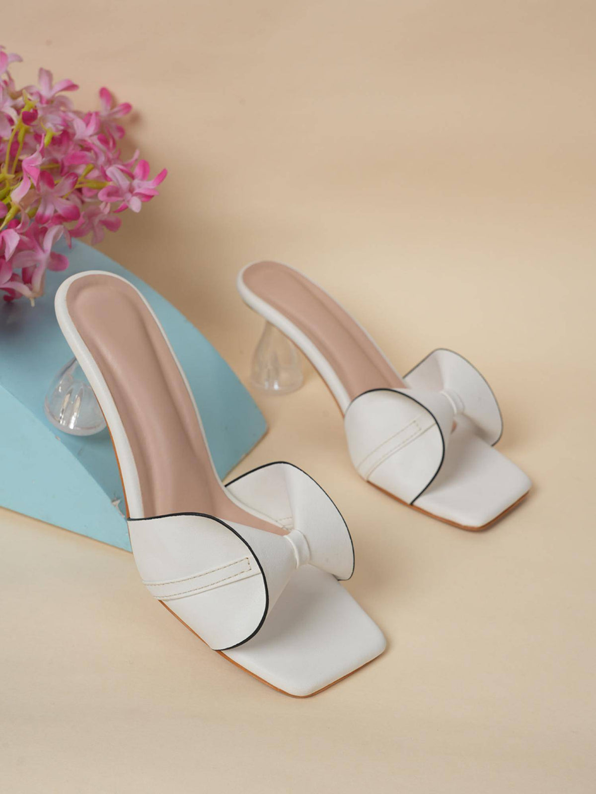 Women White Block Heels | H78 - view 2