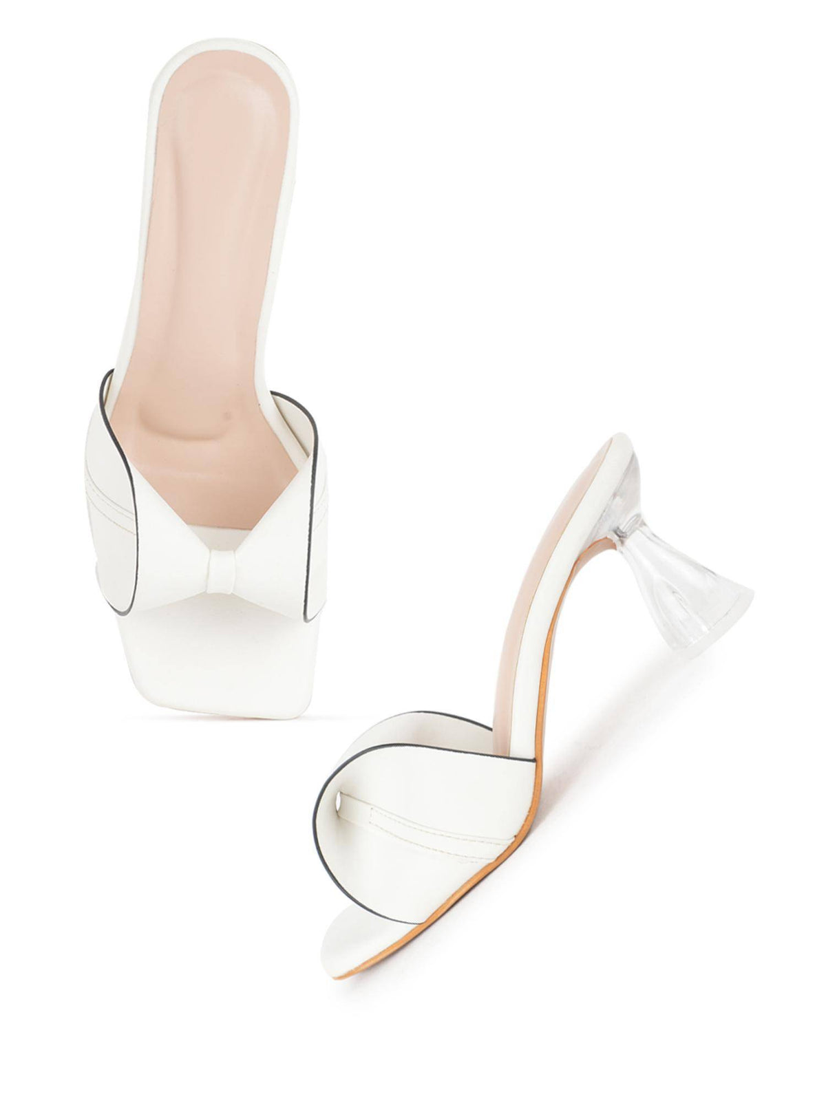 Women White Block Heels | H78 - view 4
