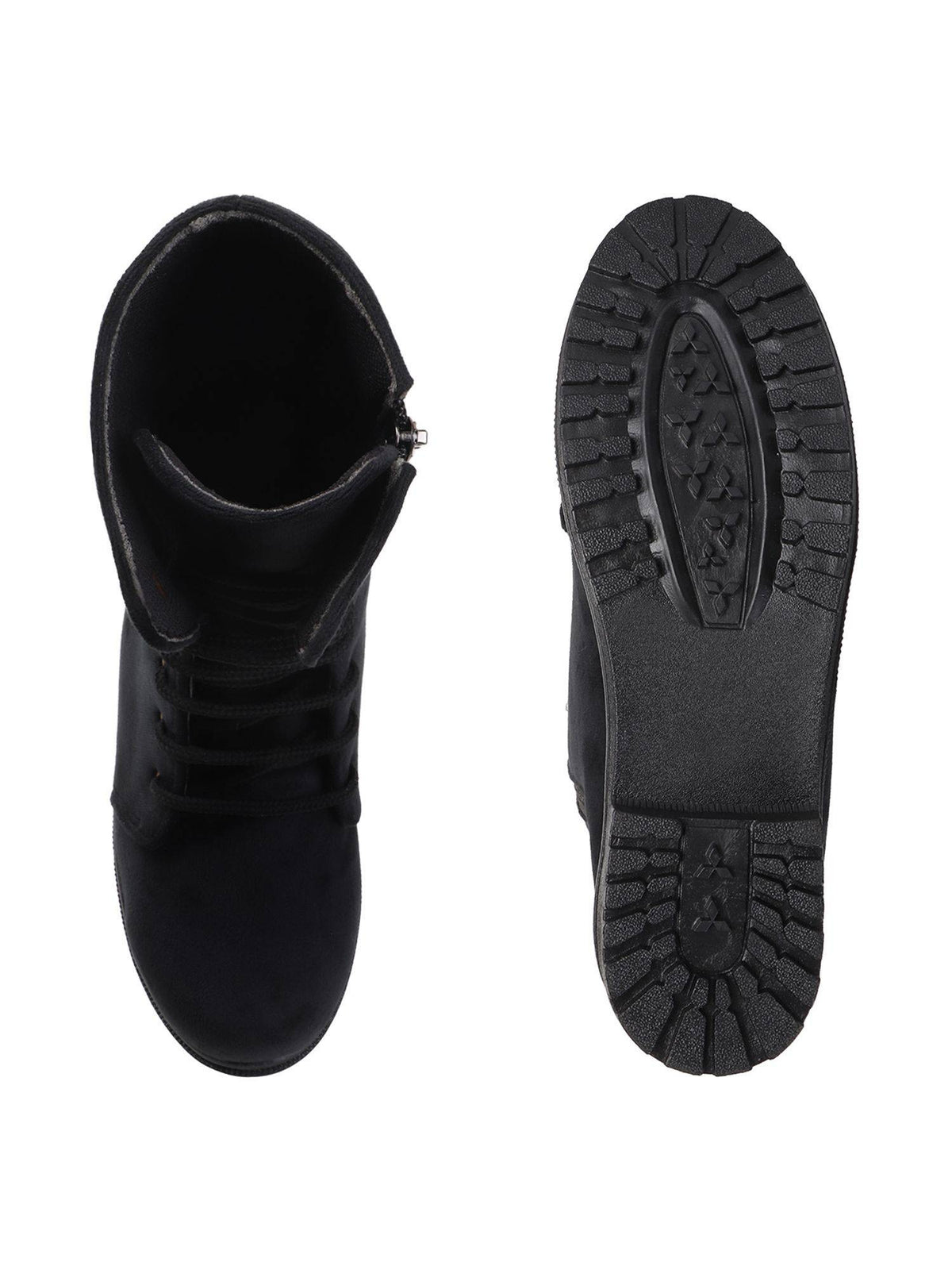 Black Ankle Boots for Women Buckle Detail Lace-Up Matte Finish | BT61 - view 5