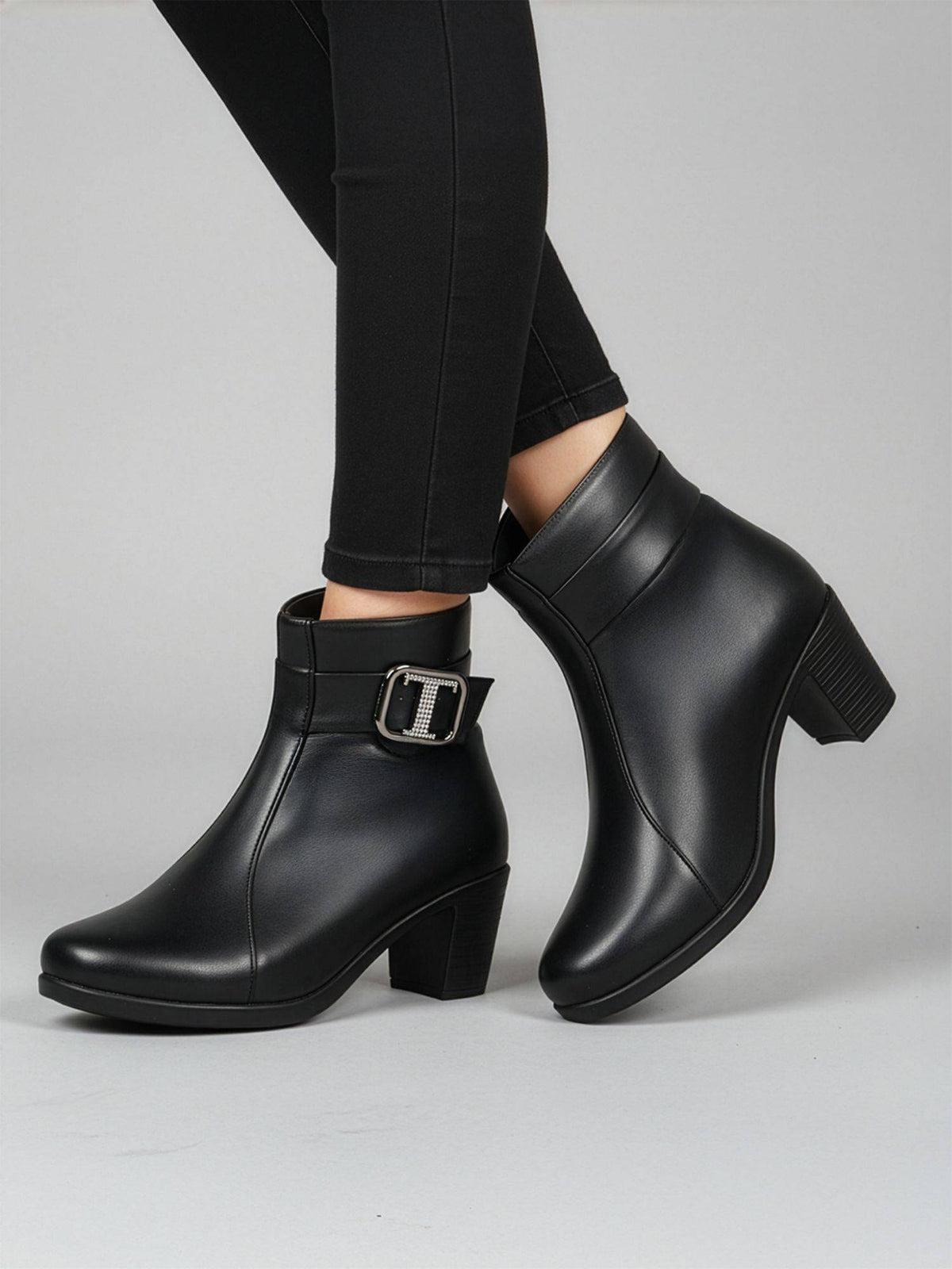 Black Block Heel Ankle Boots for Women Fashion | BT61 - view 1