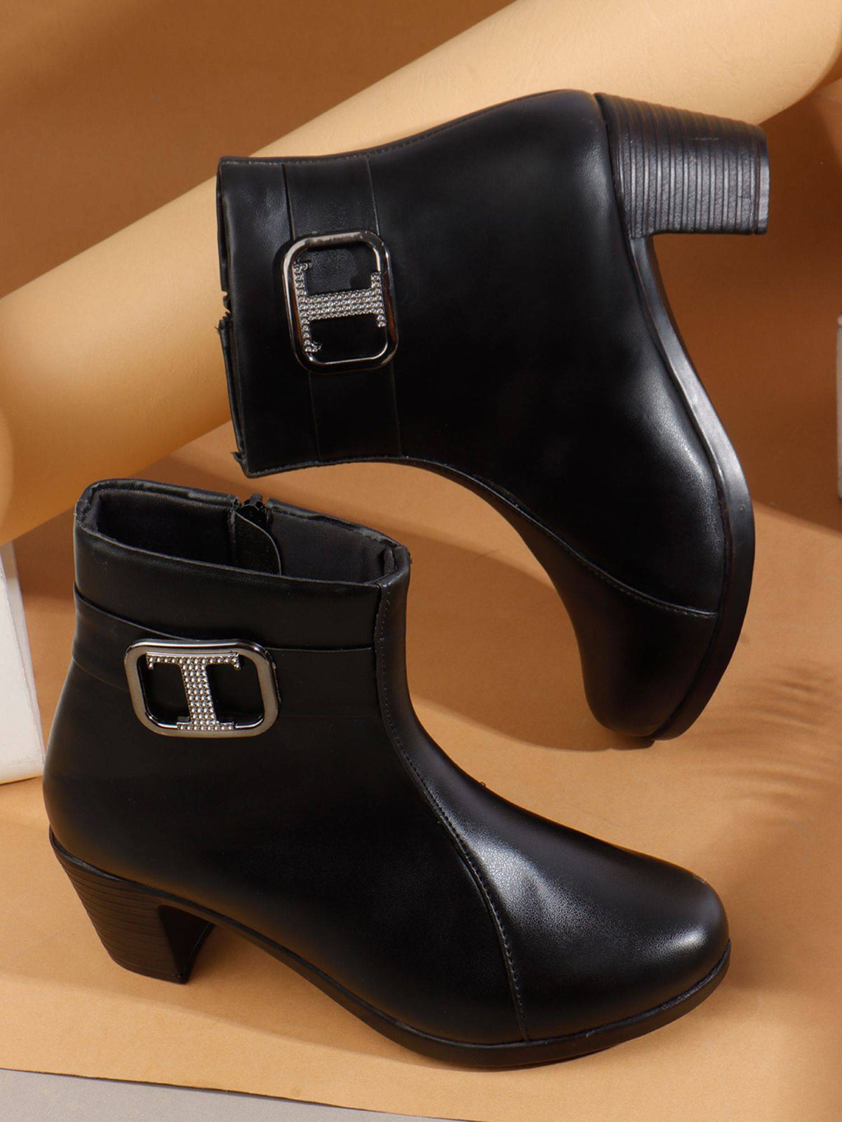 Black Block Heel Ankle Boots for Women Fashion | BT61 - view 2
