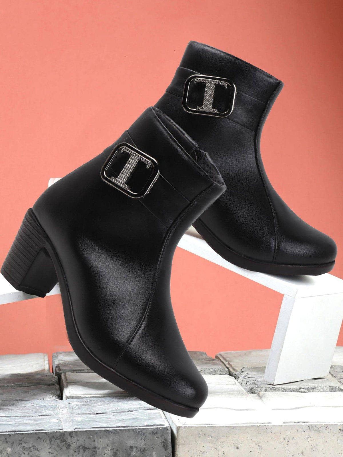 Black Block Heel Ankle Boots for Women Fashion | BT61 - view 3