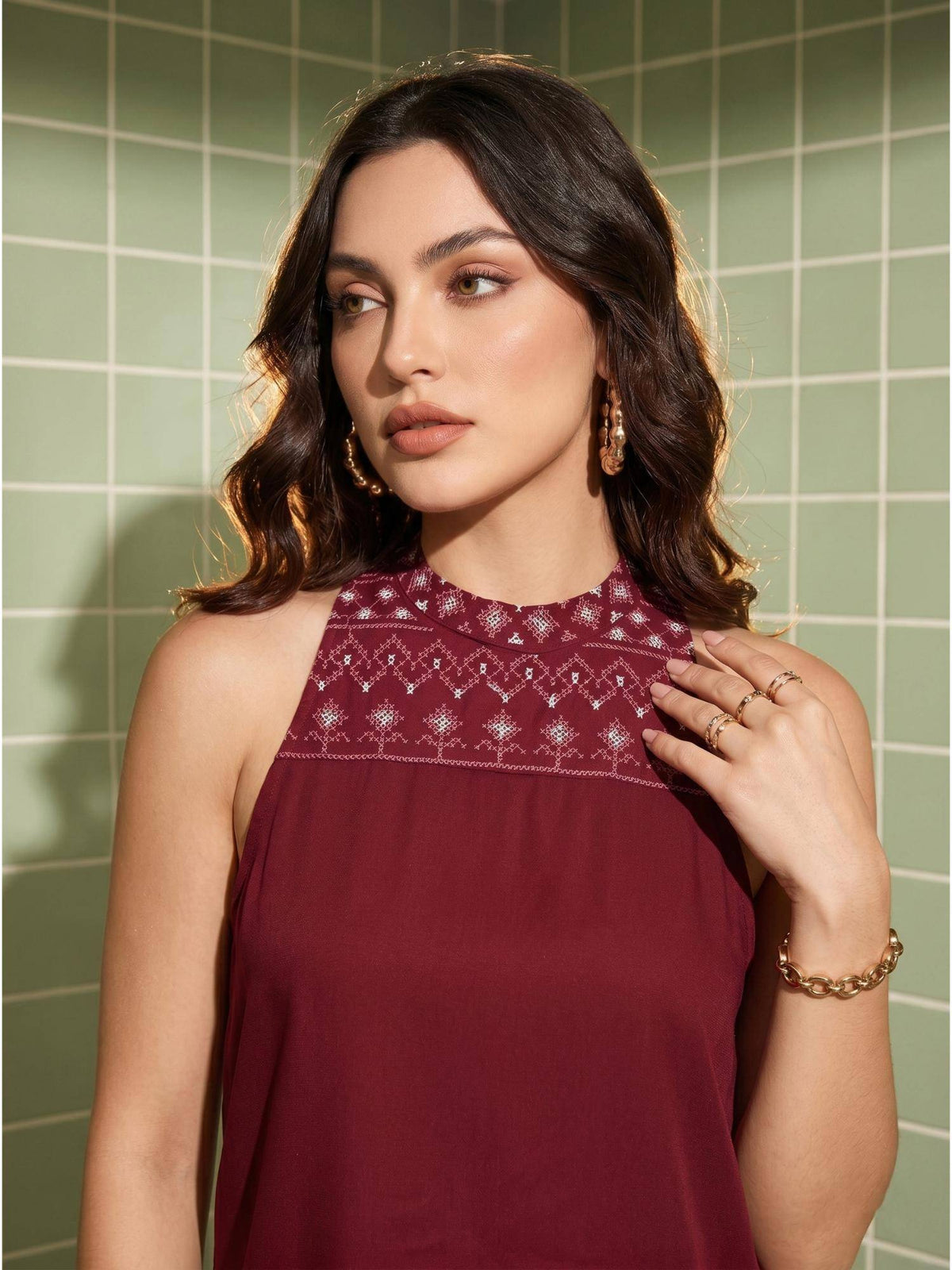 Maroon Crimson Urvi Top | HT67 - view 4