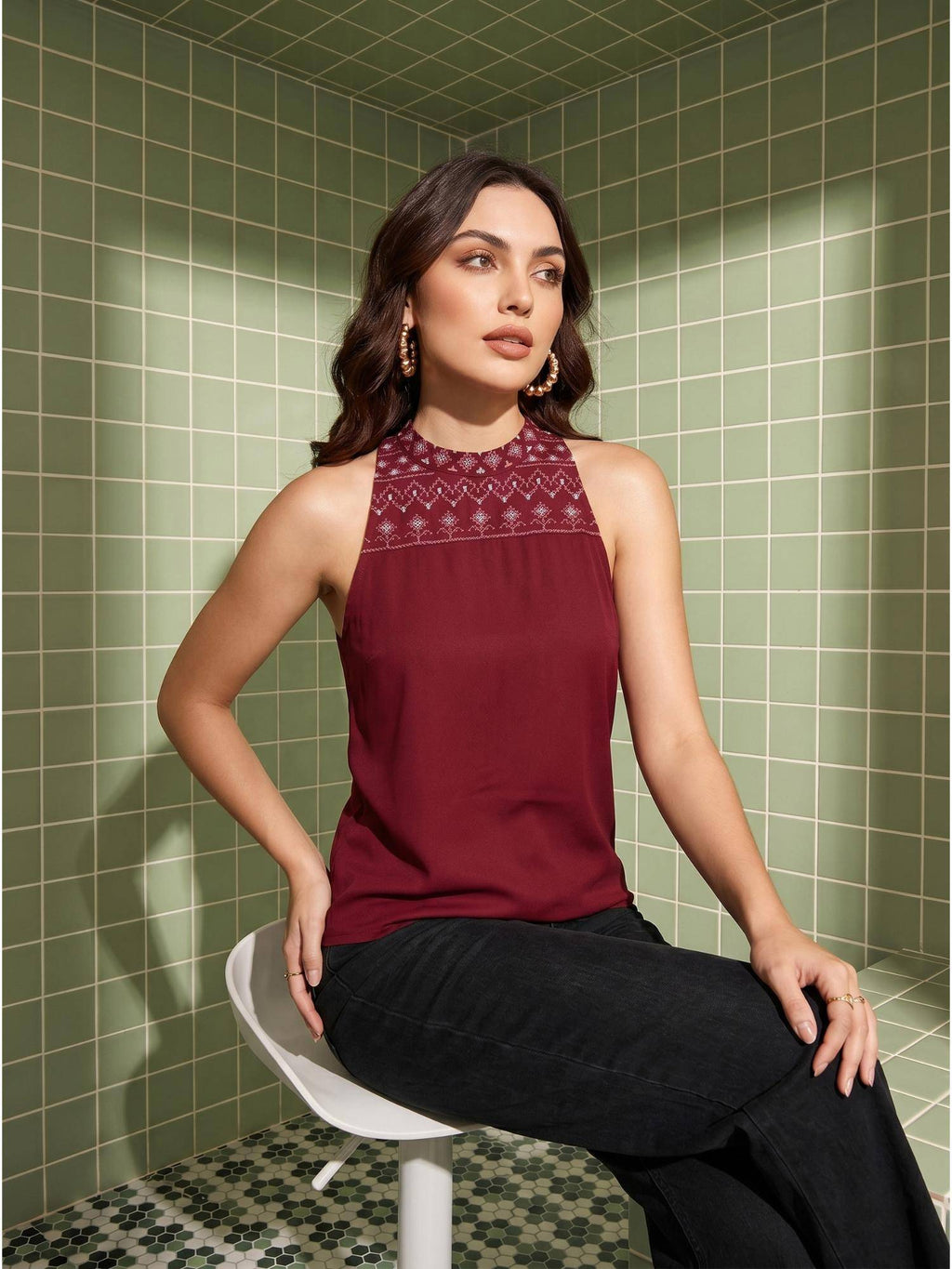 Maroon Crimson Urvi Top | HT67 - view 5