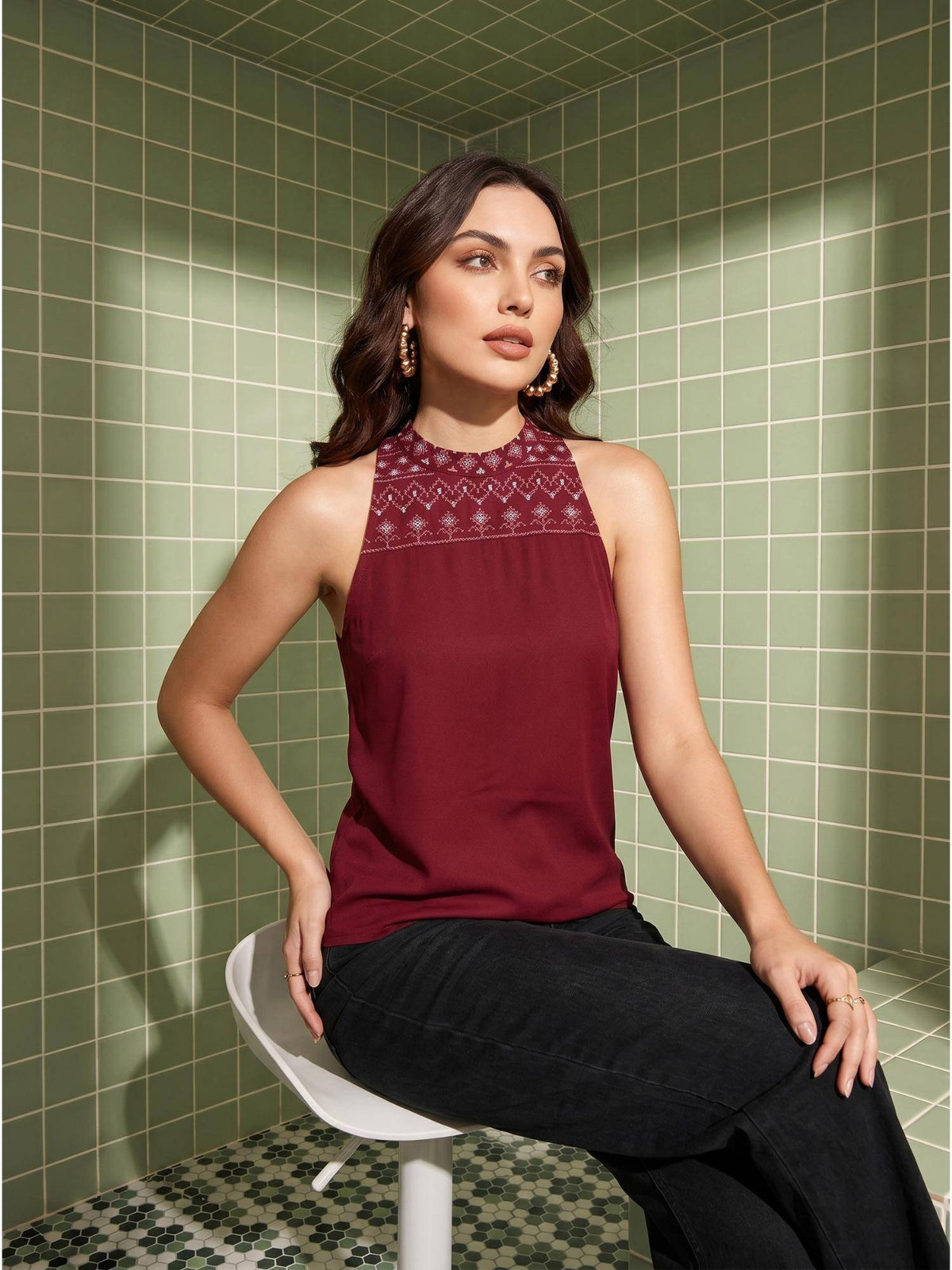 Maroon Crimson Urvi Top | HT67 - view 5