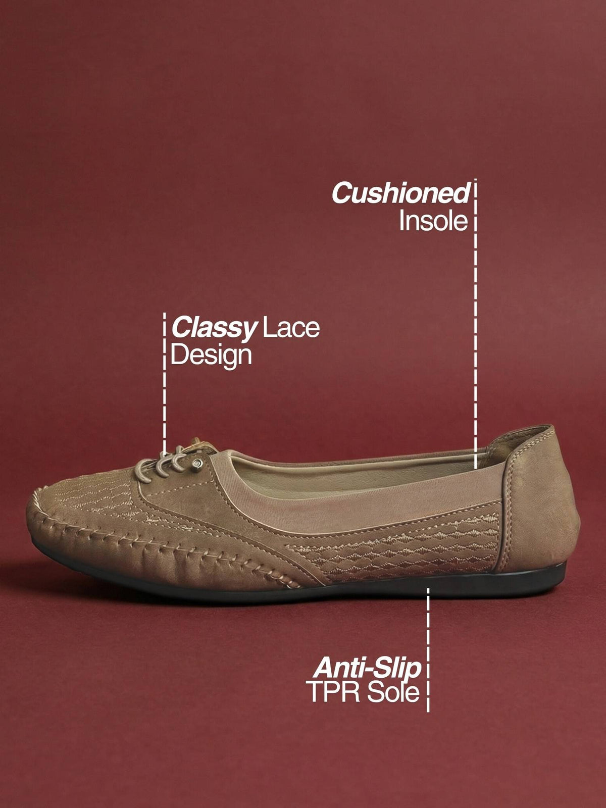 Women Beige Ballerina | F61 - view 4